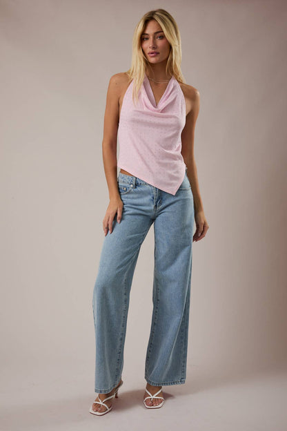 MESH TOP WITH RHINESTONES