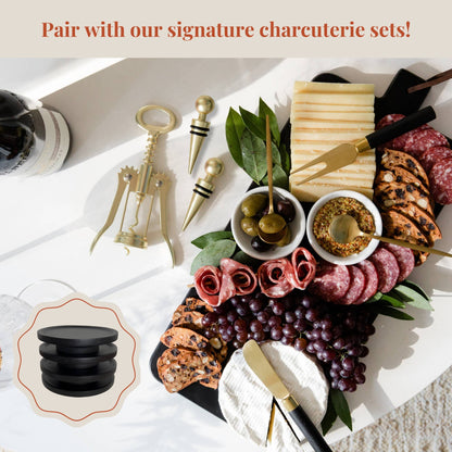 Wine Glass Toppers - Charcuterie Appetizer Plates - Black