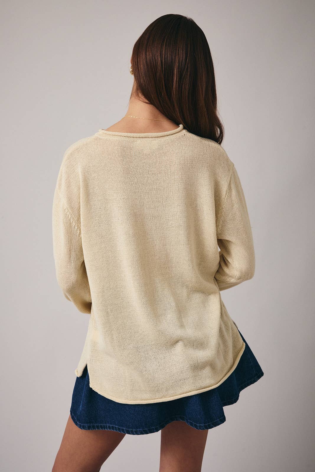 ROLL UP NECK LONG SLEEVE "VACAY “LT WEIGHT SWEATER