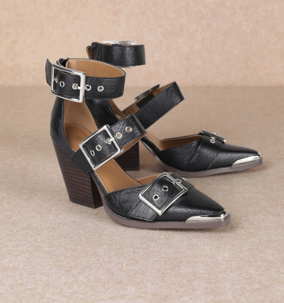 MiiM Hendrix Pointed Toe Hollow Out Stiletto Sandals