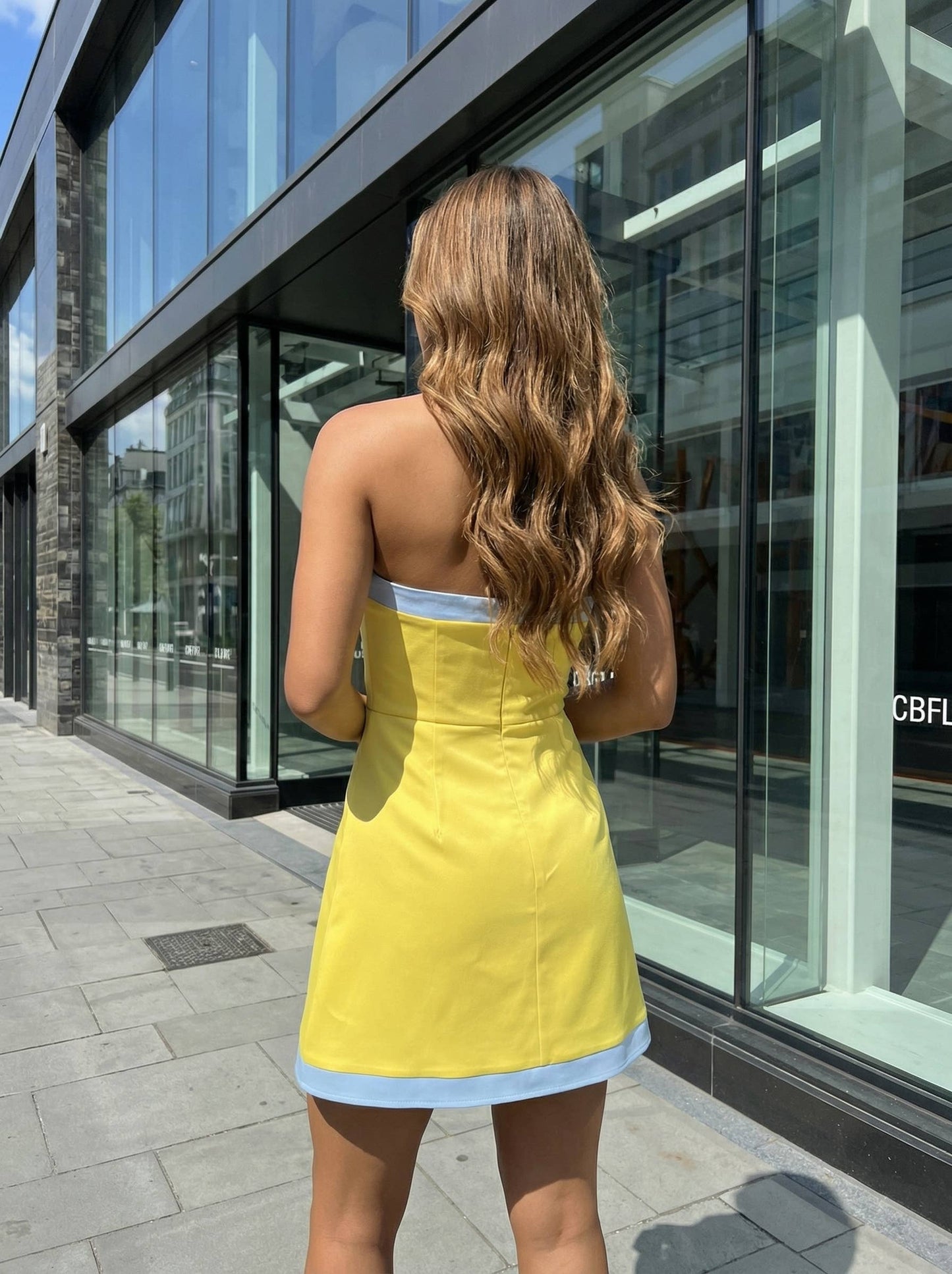 Color Block Strapless Romper Dress with Sweetheart Neckline