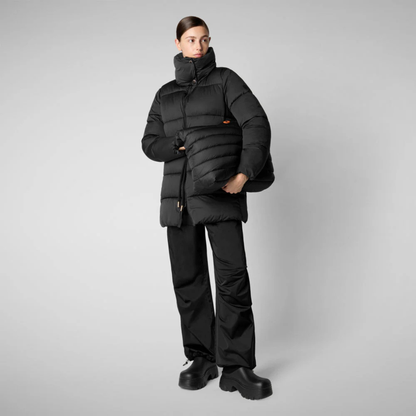 Save the Duck Petunia Adjustable Puffer Coat with Gold Details - Black