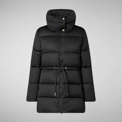 Save the Duck Petunia Adjustable Puffer Coat with Gold Details - Black