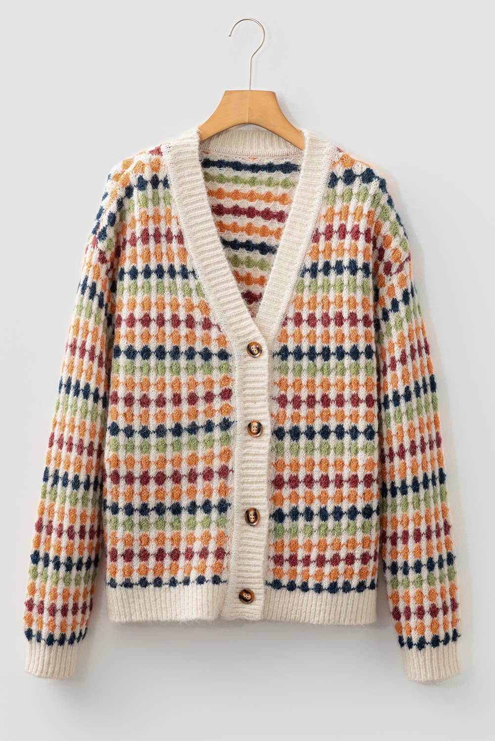 Little Daisy Closet Multicolour Dotty Pattern Button V Neck Sweater Cardigan