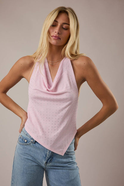 MESH TOP WITH RHINESTONES