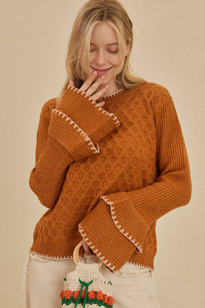 Mello Layered Sleeve Round Neck Sweater