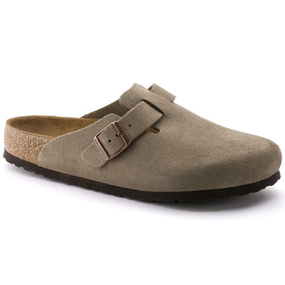 Birkinstock Boston Soft Footbed Suede Leather in Taupe