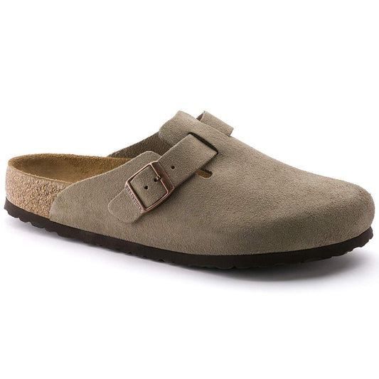 Birkinstock Boston Soft Footbed Suede Leather in Taupe