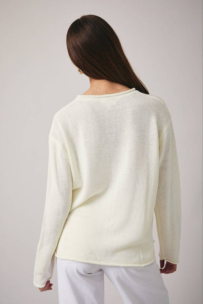 ROUND NECK LONG SLEEVE 'SEA' GRAPHIC SWEATER