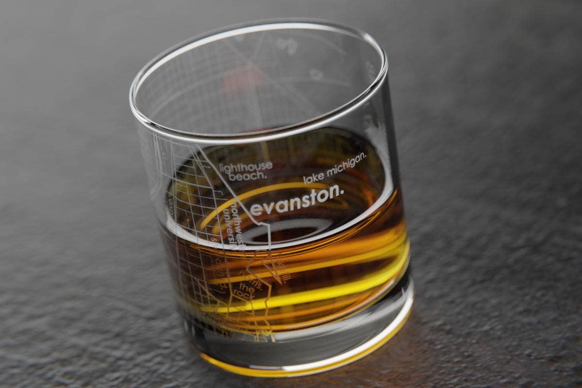 Colleges - State College Town Map - Etched Whiskey Rocks Glass - 11 oz