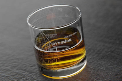 Colleges - State College Town Map - Etched Whiskey Rocks Glass - 11 oz