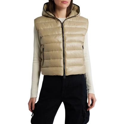 Save the Duck Romina Hooded Puffer Vest - Wood Beige