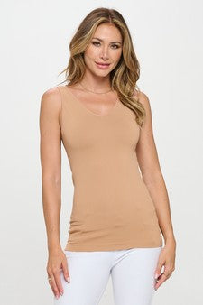 Yelete Lady's V or U Neckline Reversible Seamless Cami Tank Top
