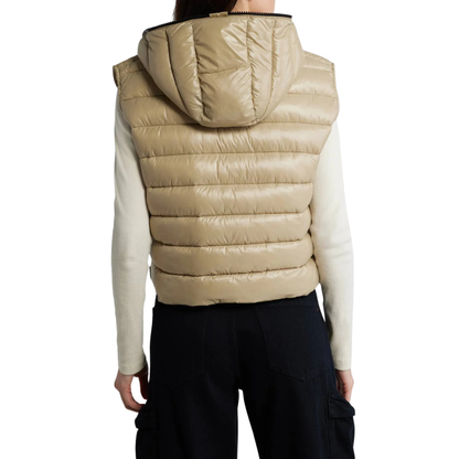 Save the Duck Romina Hooded Puffer Vest - Wood Beige