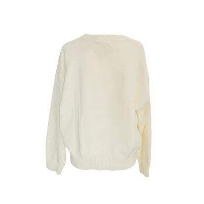 Cream Blue Bow Teddy Bear Crewneck Sweater