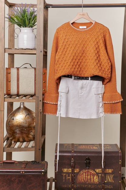 Mello Layered Sleeve Round Neck Sweater