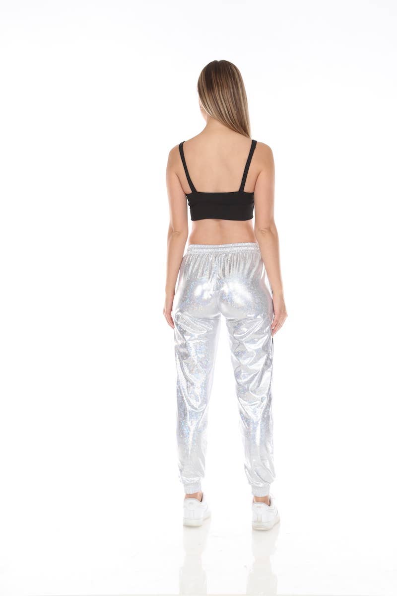 Silver Metallic Joggers