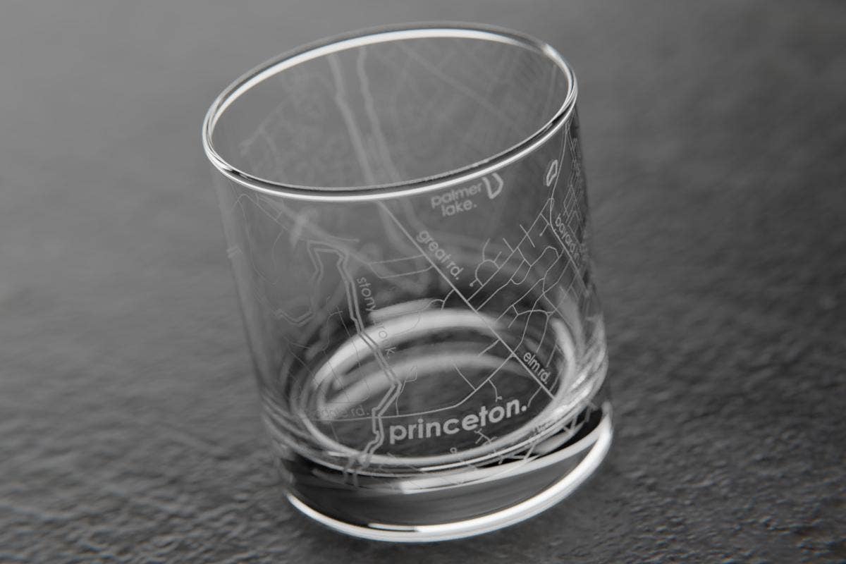 Colleges - State College Town Map - Etched Whiskey Rocks Glass - 11 oz