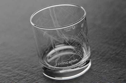 Colleges - State College Town Map - Etched Whiskey Rocks Glass - 11 oz