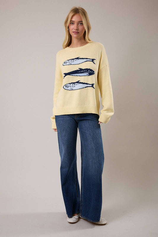 Le Lis Three Sardines Sweater - Yellow