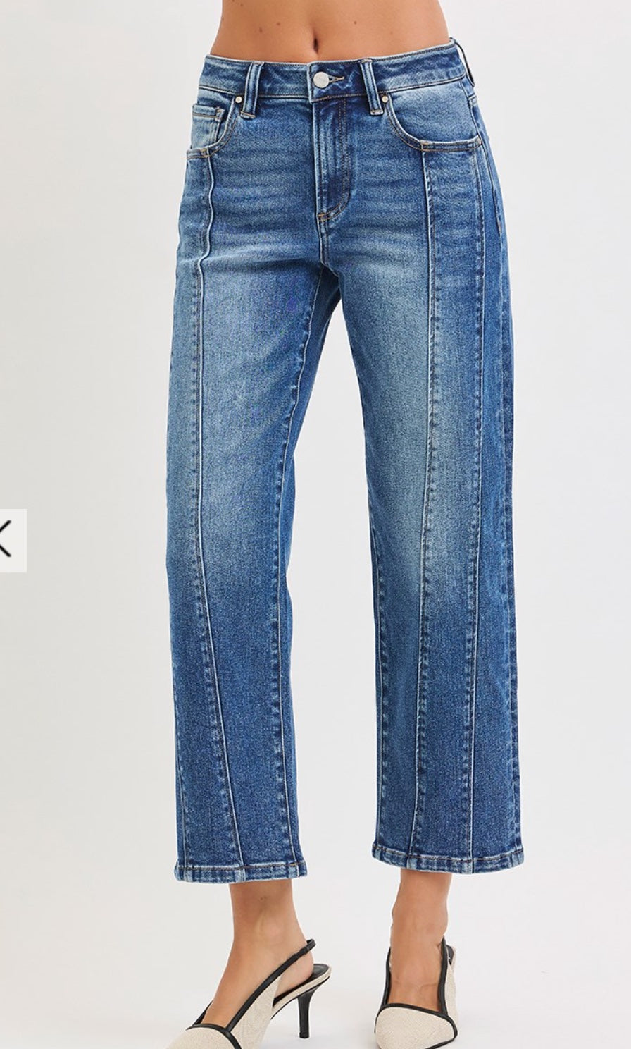Risen High Rise Crop Straight Jeans
