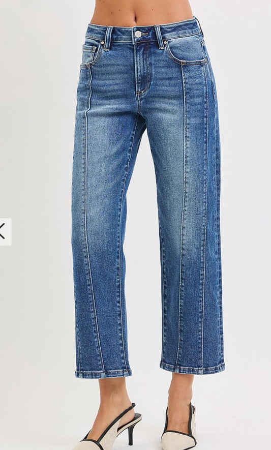 Risen High Rise Crop Straight Jeans