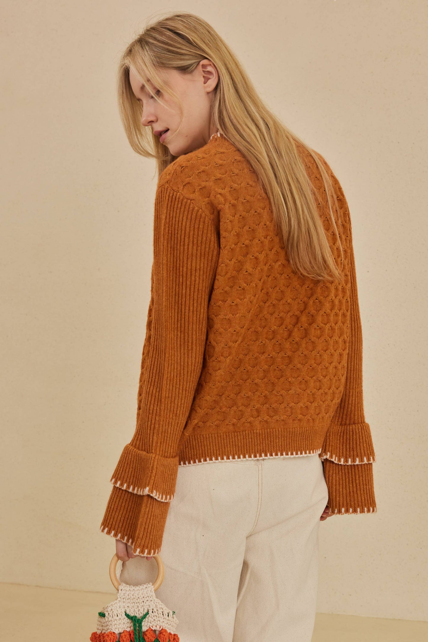 Mello Layered Sleeve Round Neck Sweater