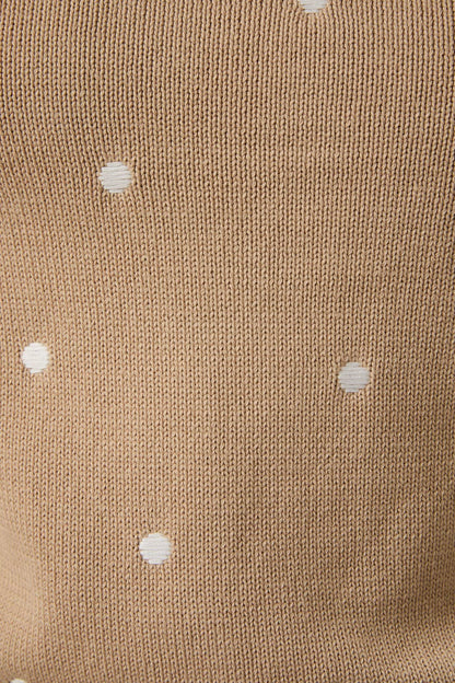 Sunday Edition - Round Neck Puff Short Sleeve “Polka Dot” Embroidered Sweater