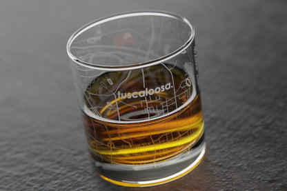 Colleges - State College Town Map - Etched Whiskey Rocks Glass - 11 oz
