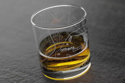 Colleges - State College Town Map - Etched Whiskey Rocks Glass - 11 oz