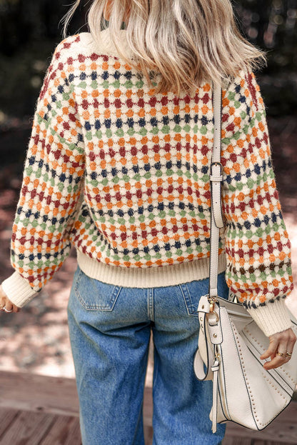 Little Daisy Closet Multicolour Dotty Pattern Button V Neck Sweater Cardigan