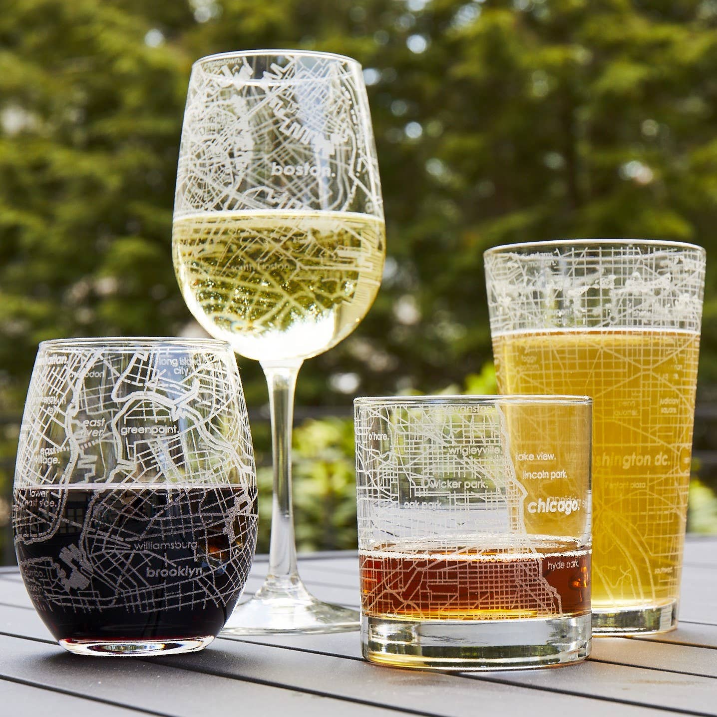 CUSTOM ETCHED - Dunmore or Scranton / Town Map - Stemmed Wine Glass
