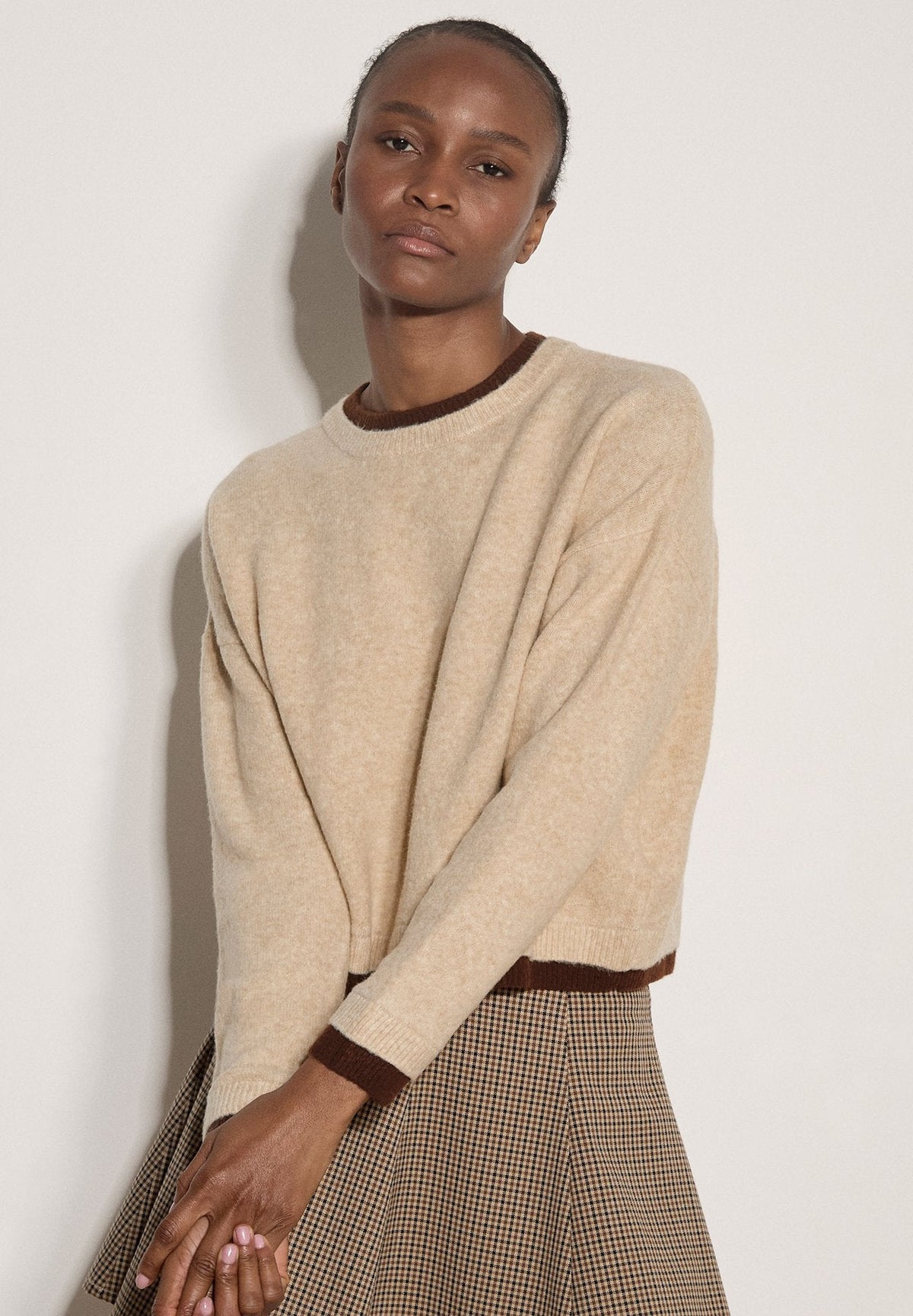 Apricot Contrast Color Layered Oversized Jumper