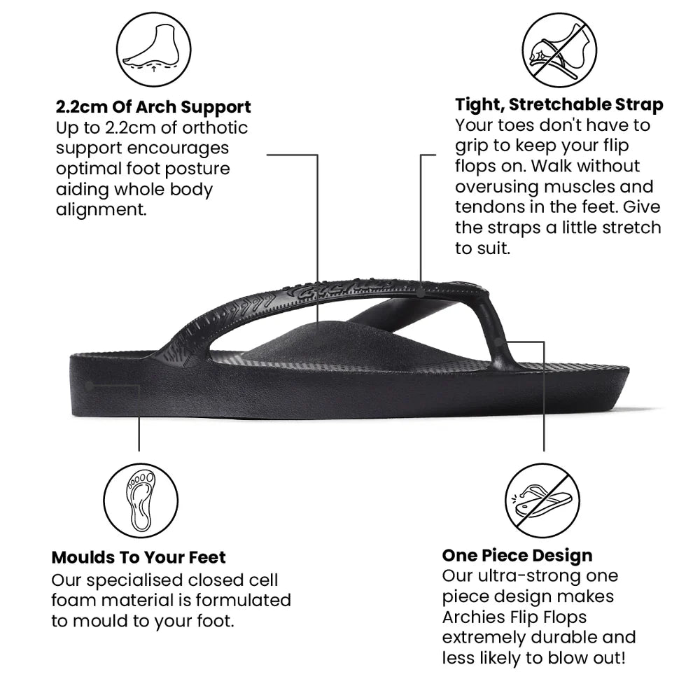 Archies Arch Support Flip Flop Black