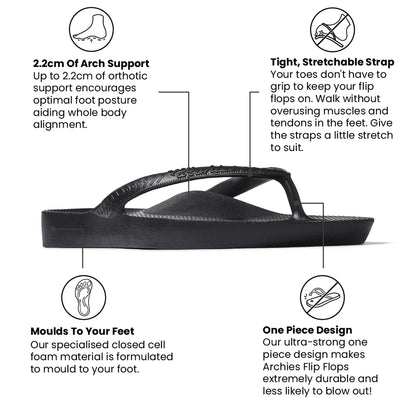 Archies Arch Support Flip Flop Black