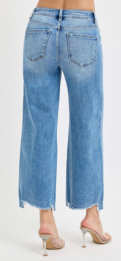 Risen High Rise Crop Wide Jeans