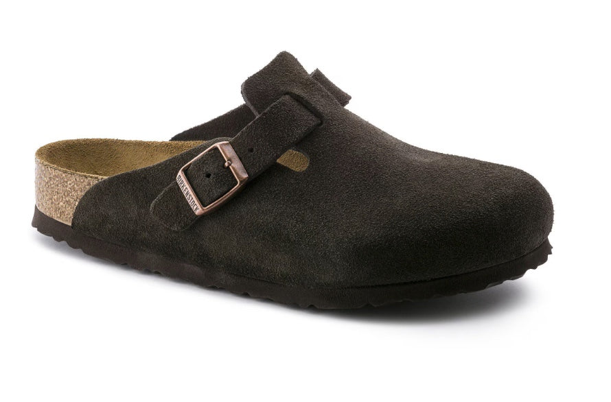 Birkenstock Boston Soft Footbed Suede Leather in Mocha