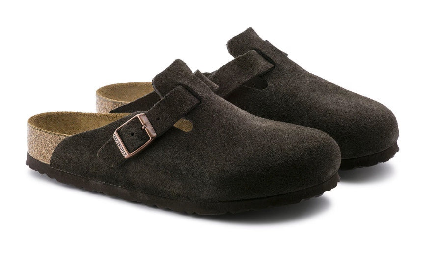 Birkenstock Boston Soft Footbed Suede Leather in Mocha