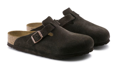 Birkenstock Boston Soft Footbed Suede Leather in Mocha