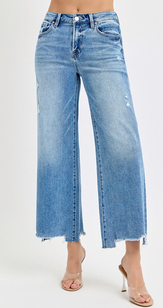 Risen High Rise Crop Wide Jeans