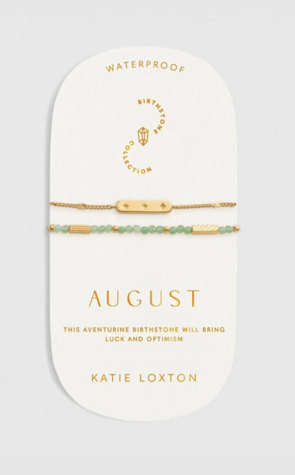 Katie Loxton - Waterproof Birthstone Bracelet August Aventurine