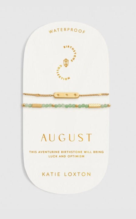 Katie Loxton - Waterproof Birthstone Bracelet August Aventurine