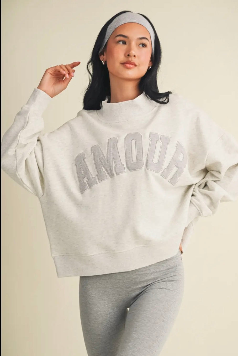 Amour Oversized Mock Neck Sweatshirt