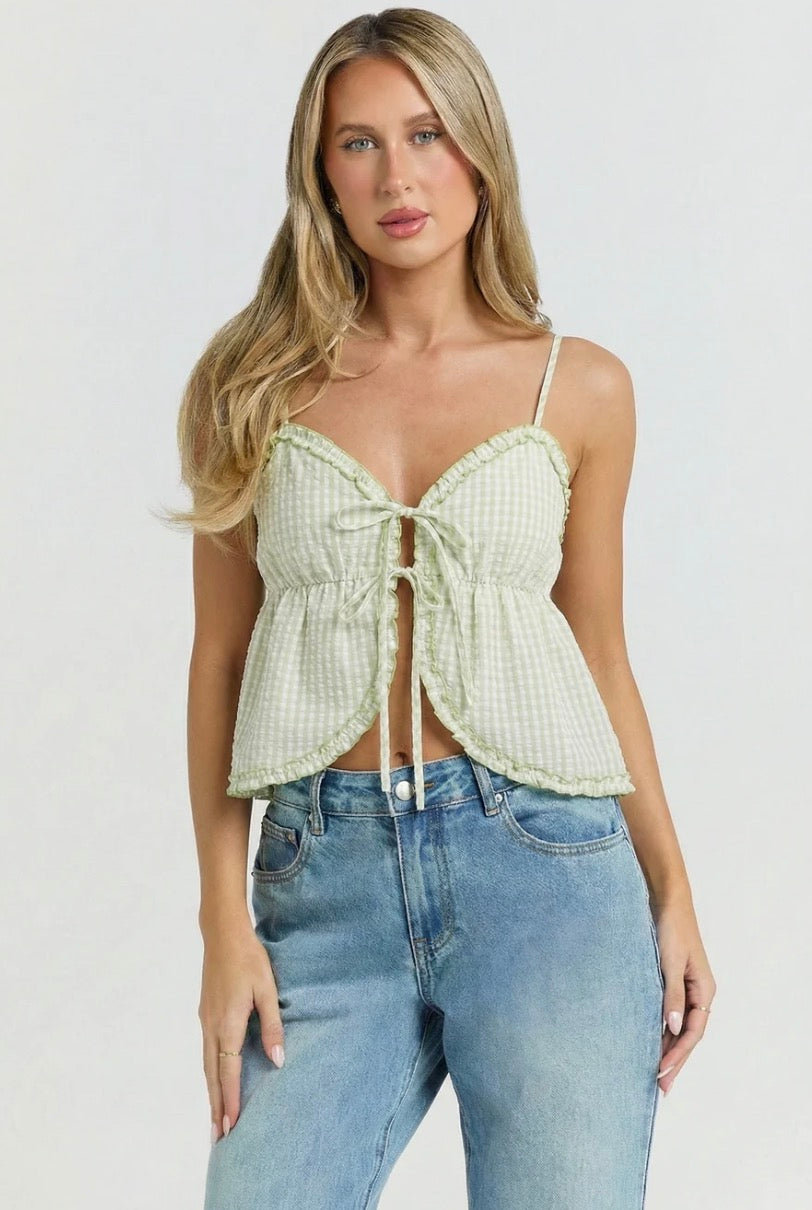Green Gingham Tank Top
