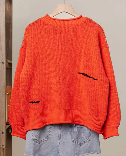 Halloween Spooky Face Ghost Knit Sweater