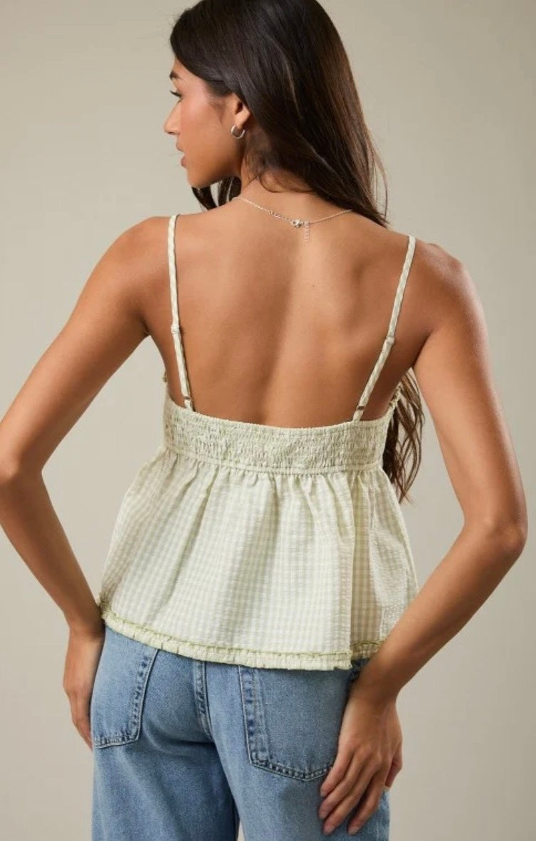 Green Gingham Tank Top