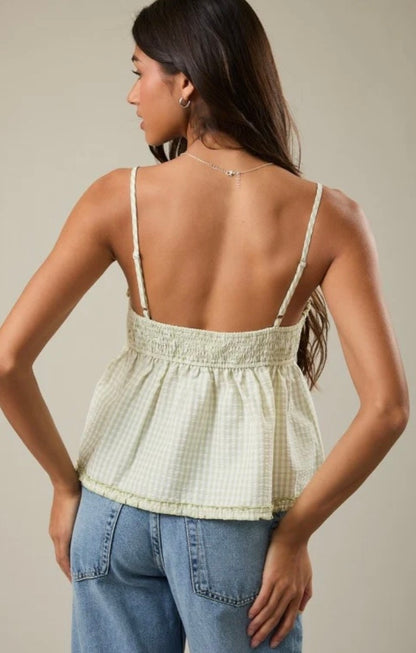 Green Gingham Tank Top