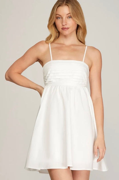 She & Sky - Skyler White Pleat Dress