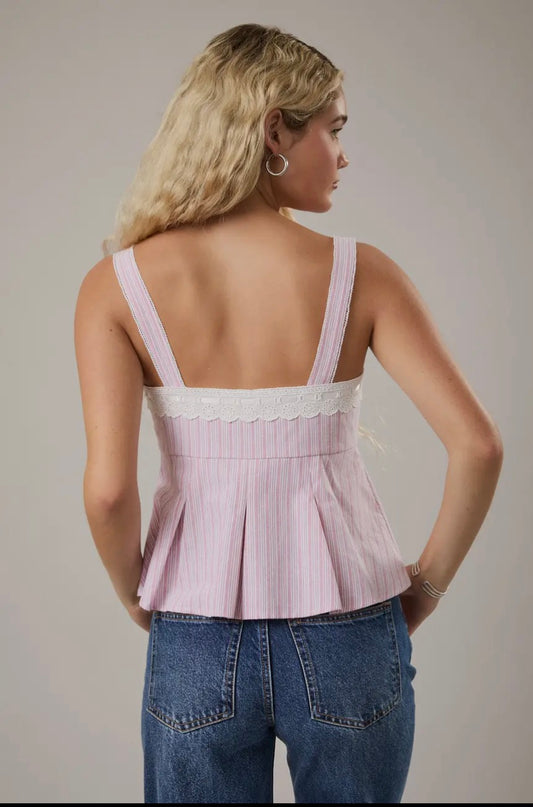 Le Lis Sleeveless Top with Ribbon Bow Detail on Front