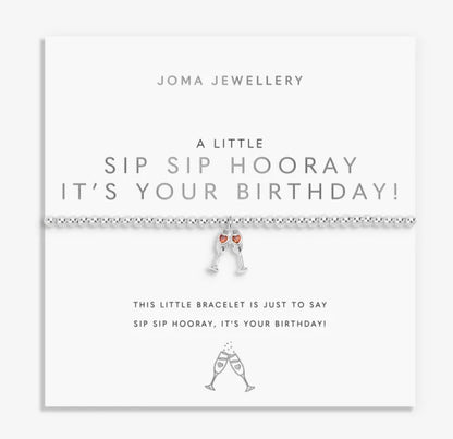 A Littles & Co. - Sip Sip Hooray It’s Your Birthday Silver Bracelet